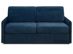 Driezits-Expressbedbank Van Fluweel Calife - Nachtblauw - Slaapruimte 140 Cm - Matras 14 Cm-Vente-unique Discount
