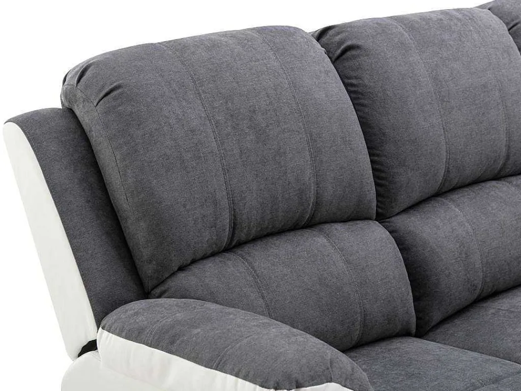 Driezits-Relaxbank Van Microvezel En Grijs En Wit Kunstleer Brody-Vente-unique Discount