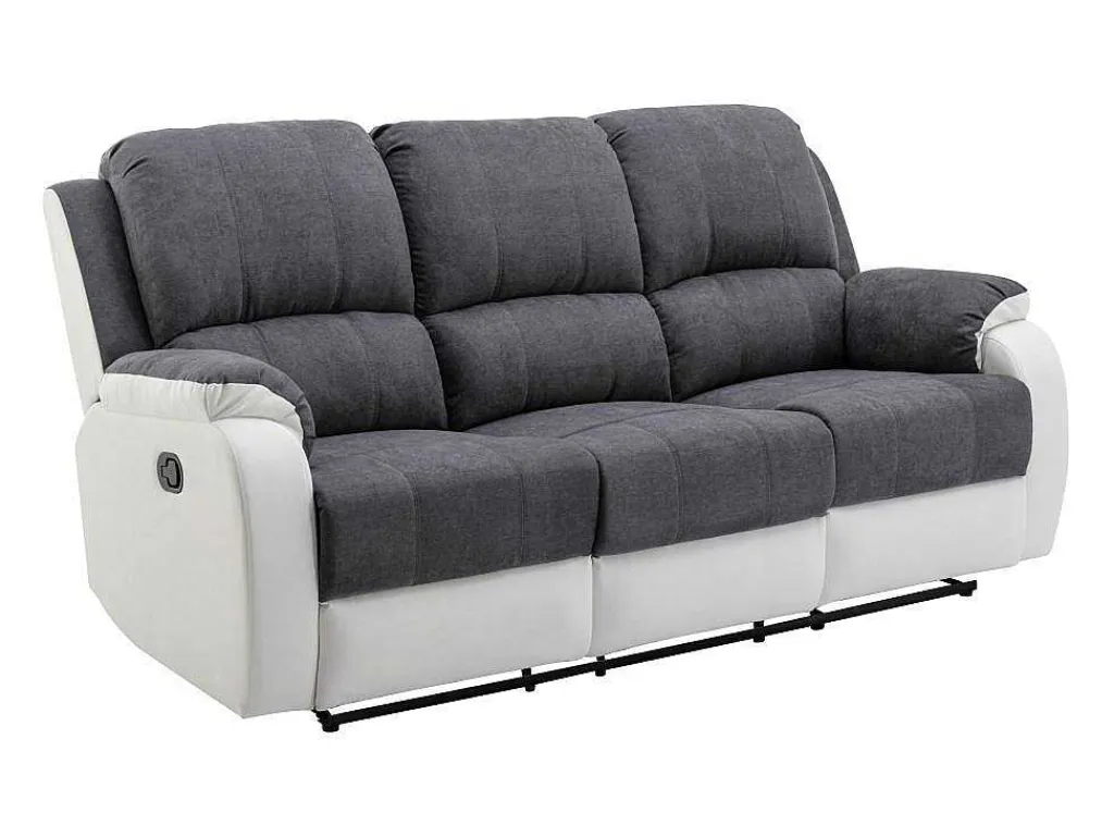 Driezits-Relaxbank Van Microvezel En Grijs En Wit Kunstleer Brody-Vente-unique Discount