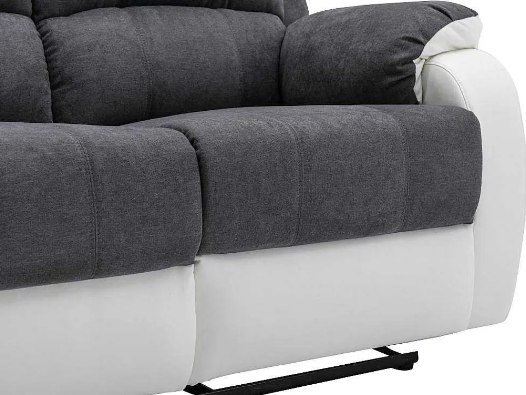 Driezits-Relaxbank Van Microvezel En Grijs En Wit Kunstleer Brody-Vente-unique Discount