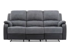 Driezits-Relaxbank Van Microvezel En Grijs En Zwart Kunstleer Brody-Vente-unique Best