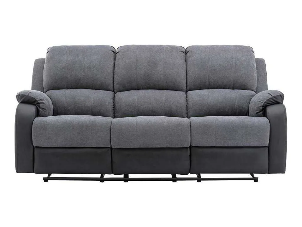 Driezits-Relaxbank Van Microvezel En Grijs En Zwart Kunstleer Brody-Vente-unique Best