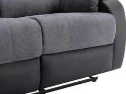 Driezits-Relaxbank Van Microvezel En Grijs En Zwart Kunstleer Brody-Vente-unique Best