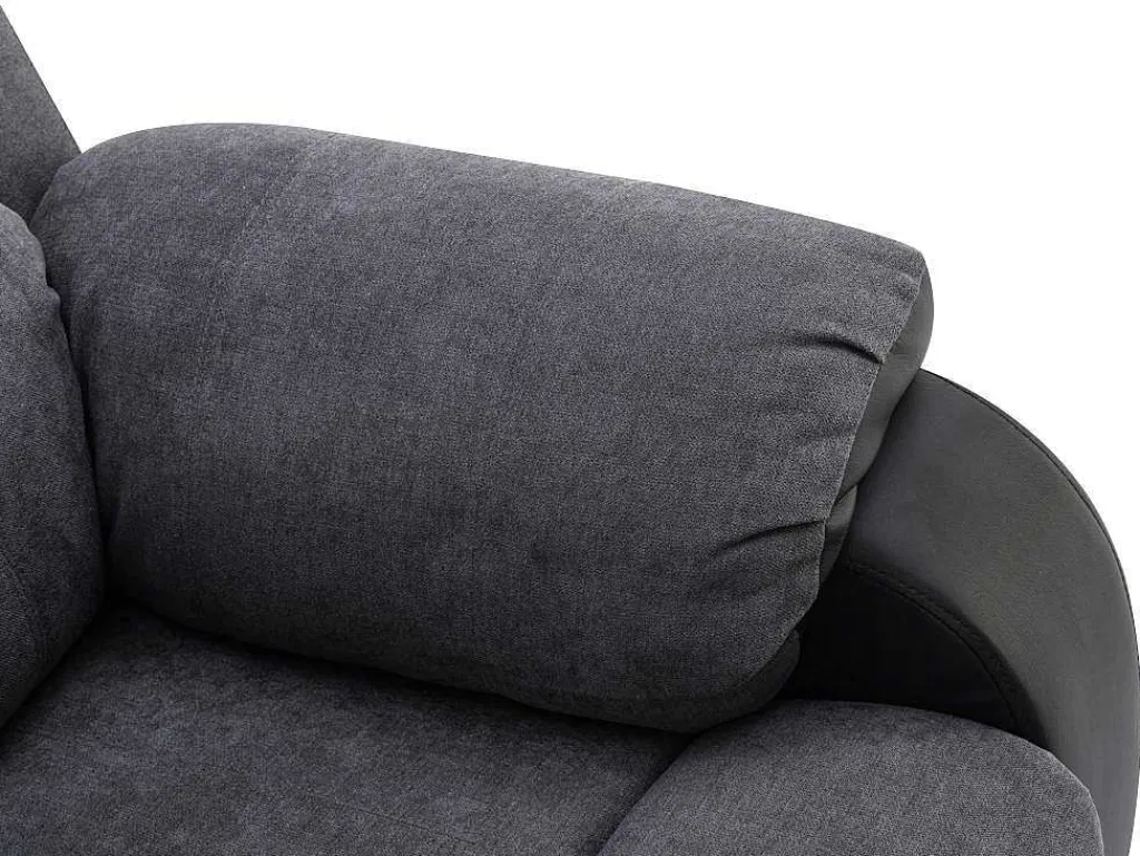 Driezits-Relaxbank Van Microvezel En Grijs En Zwart Kunstleer Brody-Vente-unique Best