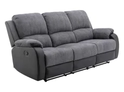 Driezits-Relaxbank Van Microvezel En Grijs En Zwart Kunstleer Brody-Vente-unique Best