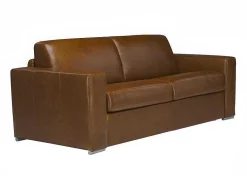 Driezits-Slaapbank 100% Buffelleer Delectea Ii - Kleur: Vintage Karamel-LINEA SOFA Hot