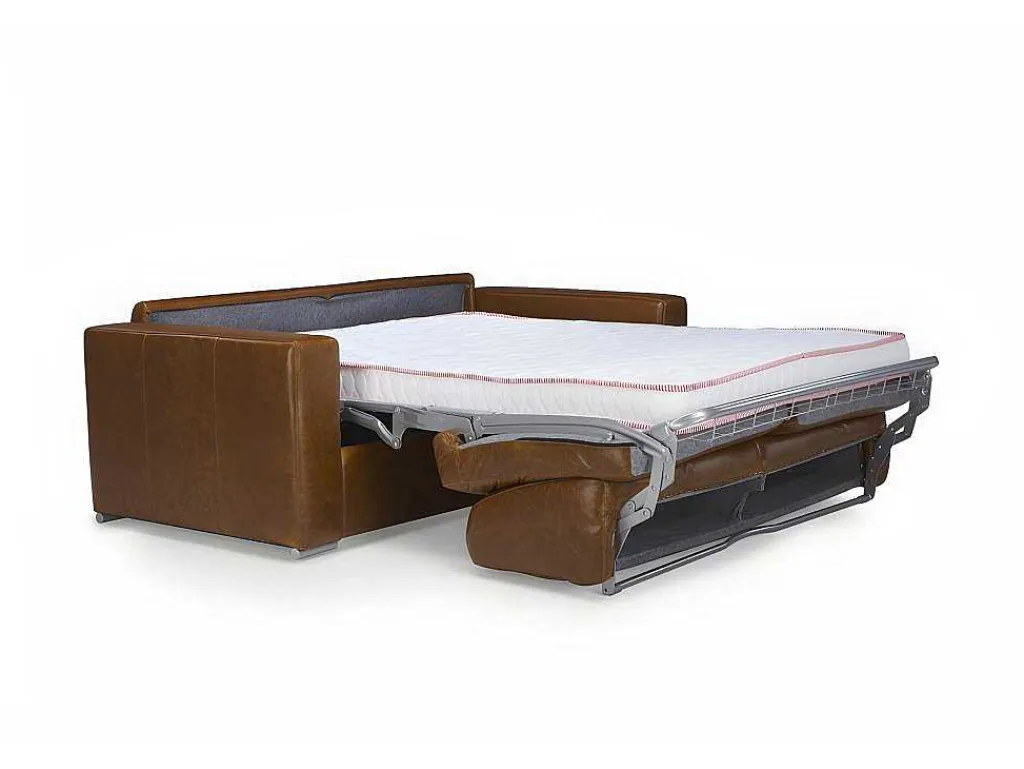 Driezits-Slaapbank 100% Buffelleer Delectea Ii - Kleur: Vintage Karamel-LINEA SOFA Hot