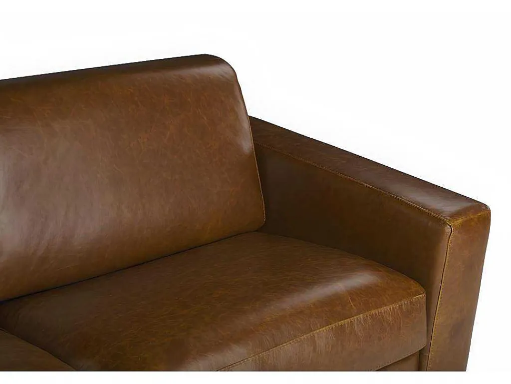 Driezits-Slaapbank 100% Buffelleer Delectea Ii - Kleur: Vintage Karamel-LINEA SOFA Hot
