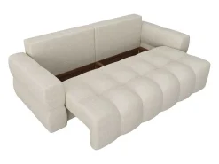Driezitsslaapbank Van Cremekleurige Bouclestof Issoro-Vente-unique Online