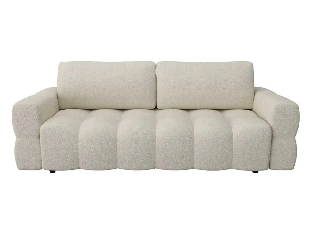 Driezitsslaapbank Van Cremekleurige Bouclestof Issoro-Vente-unique Online