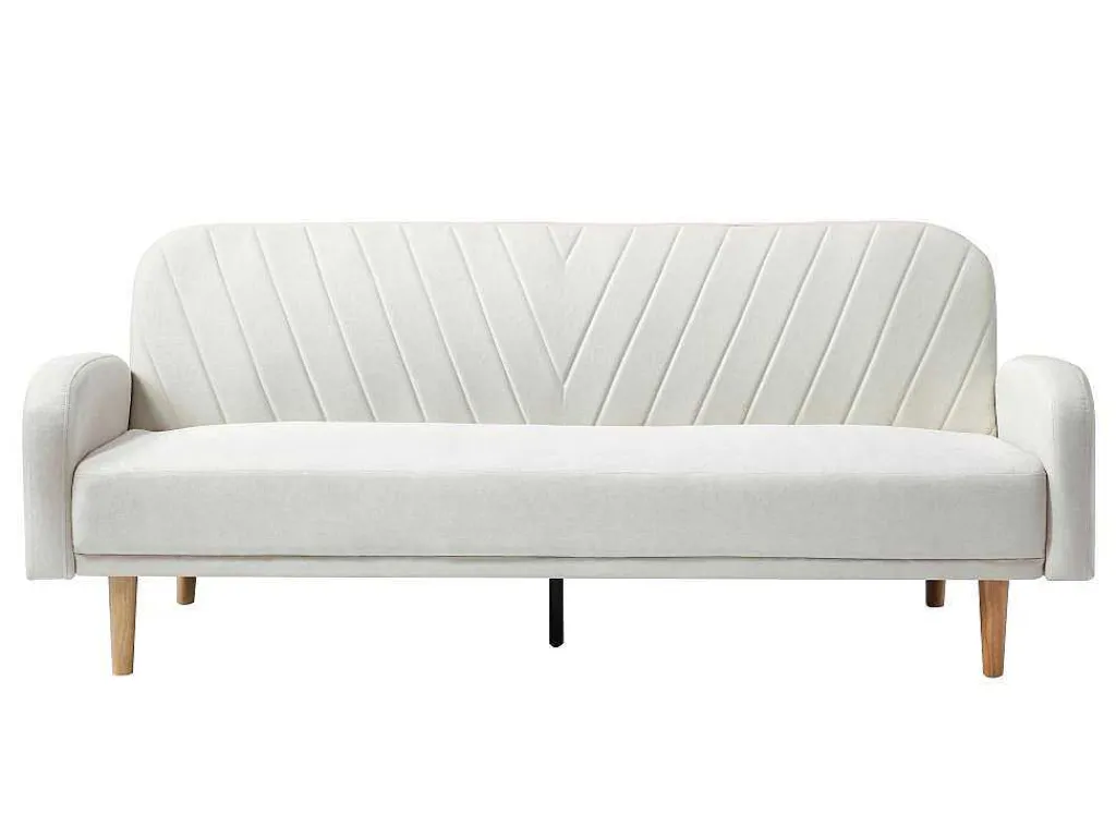Driezitsslaapbank Van Cremekleurige Stof Venafra-Vente-unique Clearance