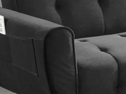 Driezits-Slaapbank Van Fluweel Polani - Antraciet-Vente-unique Online