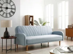 Driezitsslaapbank Van Lichtblauwe Stof Venafra-Vente-unique Sale