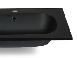 Dubbele Inbouwwastafel In Hars Met Steenlook - Zwart - L120 X B46 Cm - Atiwa-Shower & Design Sale