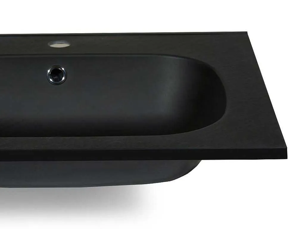 Dubbele Inbouwwastafel In Hars Met Steenlook - Zwart - L120 X B46 Cm - Atiwa-Shower & Design Sale