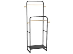 Dubbele Kledingrek Selin - L65 Cm - Zwart Metaal En Beukenhout-Vente-unique Clearance
