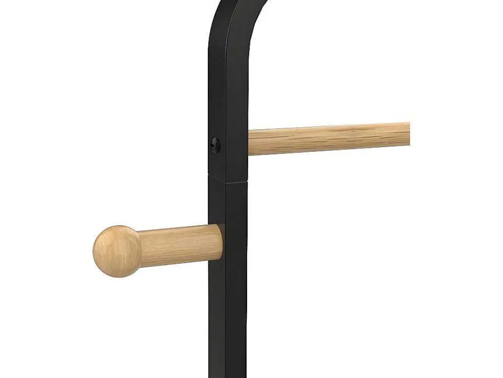 Dubbele Kledingrek Selin - L65 Cm - Zwart Metaal En Beukenhout-Vente-unique Clearance