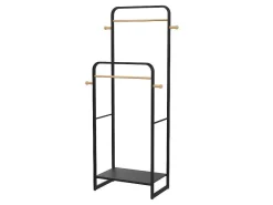 Dubbele Kledingrek Selin - L65 Cm - Zwart Metaal En Beukenhout-Vente-unique Clearance