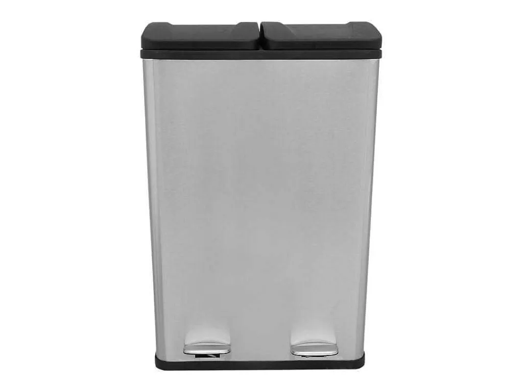 Dubbele Pedaalemmer 60 L - Zilver-Monstershop
