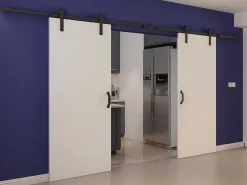 Dubbele Schuifdeur - 2 X H205 X L83 Cm - Mdf + Wit Pvc - Varin-Vente-unique Clearance