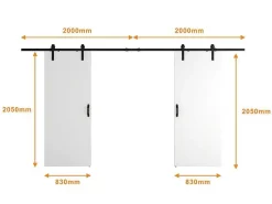 Dubbele Schuifdeur - 2 X H205 X L83 Cm - Mdf + Wit Pvc - Varin-Vente-unique Clearance