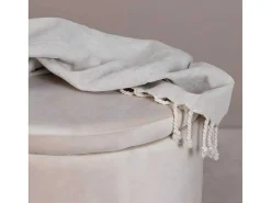 Dunken Poef, Hocker Met Opbergruimte O51Cm Velours Beige.-Venture Home Clearance