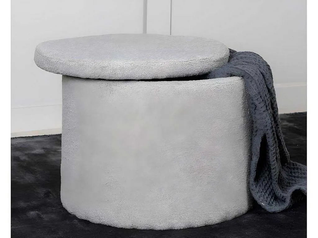 Dunken Poef, Hocker Met Opbergruimte O51Cm Teddystof Bruin.-Venture Home Hot