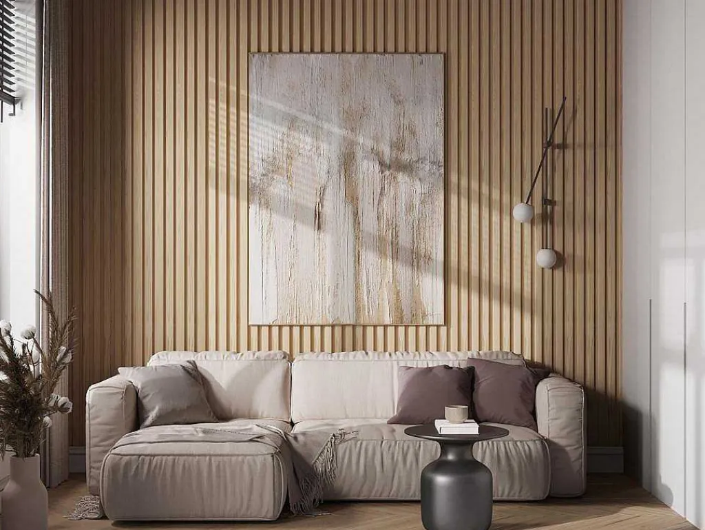 3D-Wandpaneel - 2,83 M - Natuurlijke Houtkleur - Set Van 8 - Flint-Vente-unique Outlet