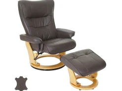 Edmonton Fauteuil Met Kruk, Bruin, Naturel Bruin-Vente-unique Hot