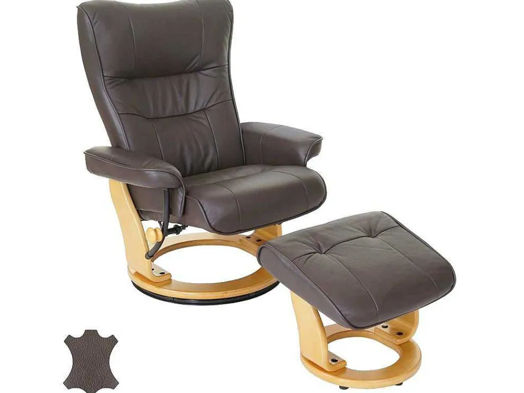 Edmonton Fauteuil Met Kruk, Bruin, Naturel Bruin-Vente-unique Hot