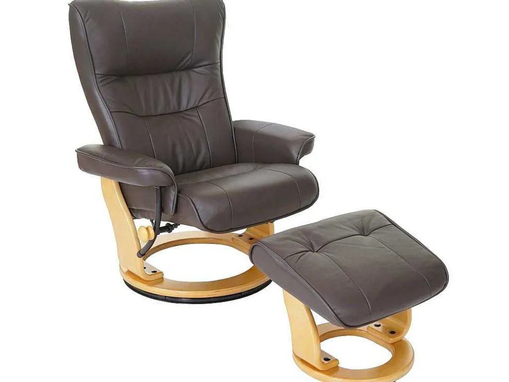 Edmonton Fauteuil Met Kruk, Bruin, Naturel Bruin-Vente-unique Hot
