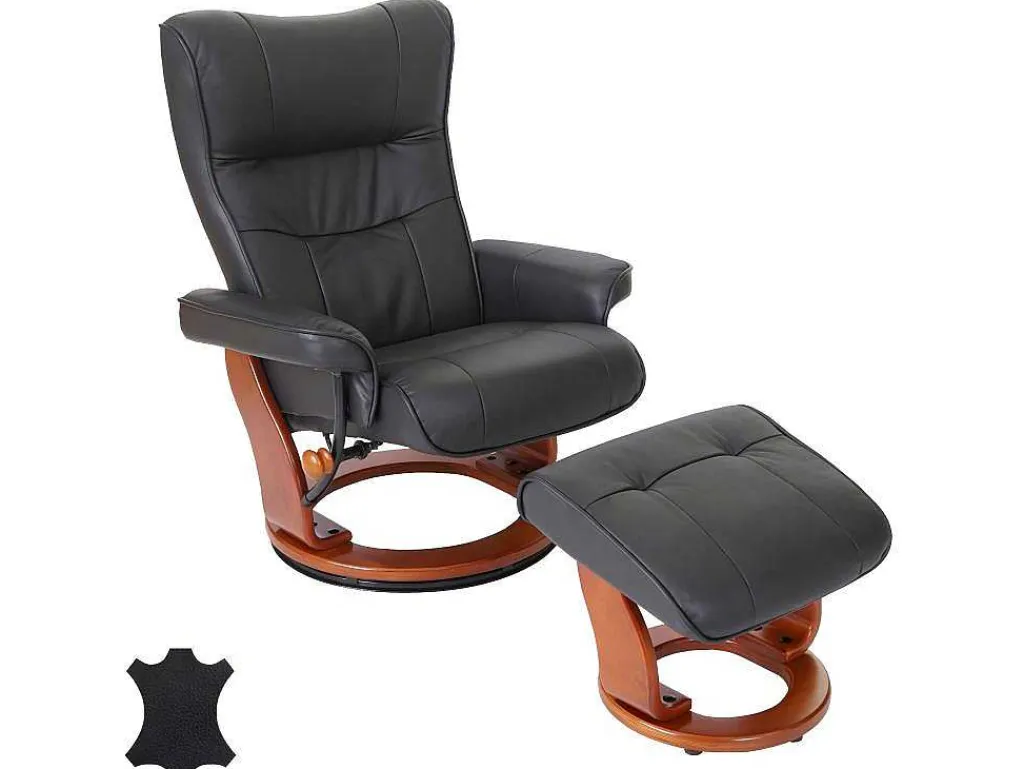 Edmonton Fauteuil Met Kruk, Zwart, Honingkleurig-Vente-unique Discount