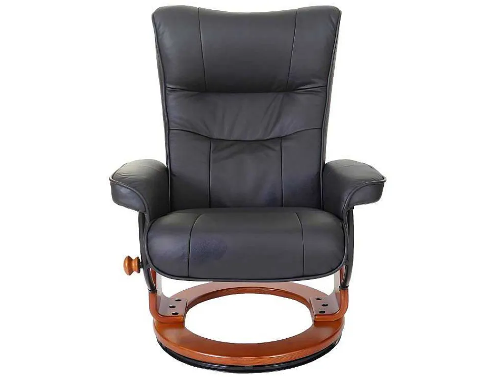 Edmonton Fauteuil Met Kruk, Zwart, Honingkleurig-Vente-unique Discount