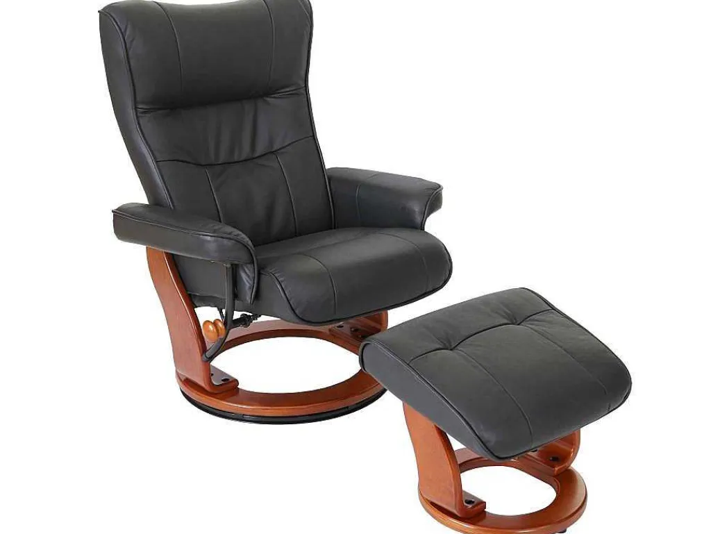 Edmonton Fauteuil Met Kruk, Zwart, Honingkleurig-Vente-unique Discount