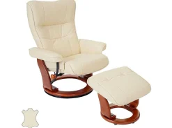 Edmonton Fauteuil Met Kruk, Creme, Honingkleurig-Vente-unique