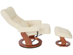 Edmonton Fauteuil Met Kruk, Creme, Honingkleurig-Vente-unique