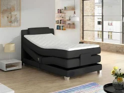 Eenpersoons Boxspring Met Elektrische Bedbodem + Matras En Dekmatras Castel - 100X200Cm - Antraciet-Palacio Sale