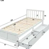 Eenpersoonsbed 90X200Cm In Massief Hout Met 2 Laden - Wit-ModernLuxe Best