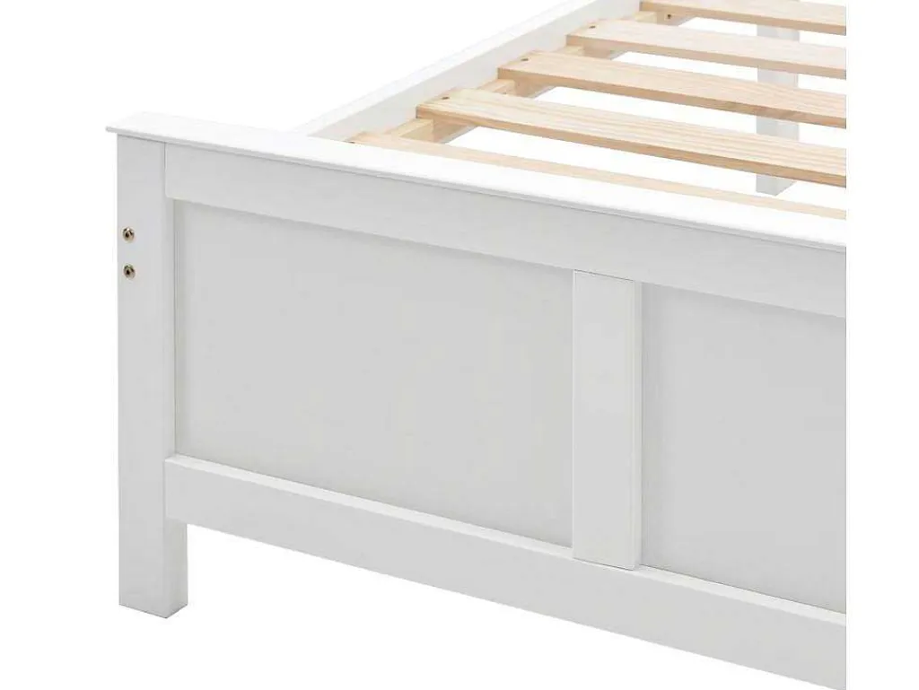 Eenpersoonsbed 90X200Cm In Massief Hout Met 2 Laden - Wit-ModernLuxe Best