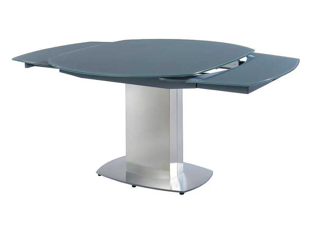 Eettafel Talicia Uitschuifbaar Van Gehard Glas En Metaal - 6 Tot 8 Personen - Grijs-Vente-unique New
