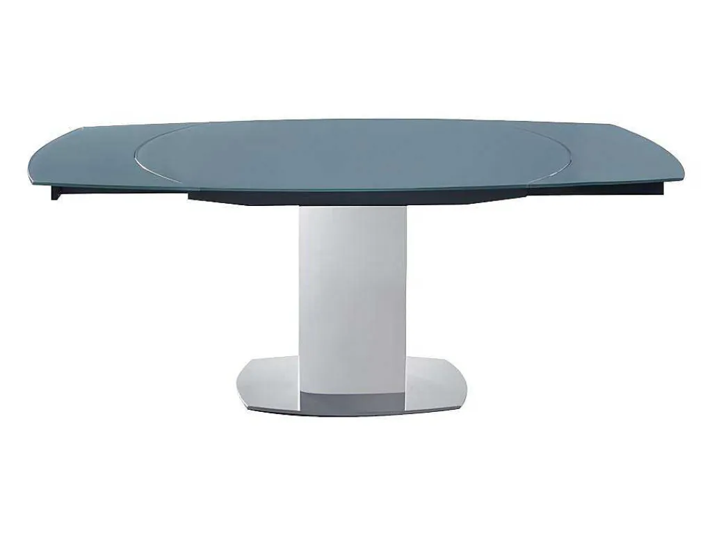 Eettafel Talicia Uitschuifbaar Van Gehard Glas En Metaal - 6 Tot 8 Personen - Grijs-Vente-unique New