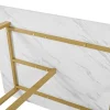 Eettafel 140X80 Cm - Metalen Structuur - Marmerpatroon Fineer - Wit & Goud-ModernLuxe Discount