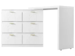 Eigentijdse Scandinavische Draaibare Kaptafel Met 6 Lades - Versierd Met Bloemmotief - Wit-ModernLuxe Best