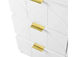 Eigentijdse Scandinavische Draaibare Kaptafel Met 6 Lades - Versierd Met Bloemmotief - Wit-ModernLuxe Best