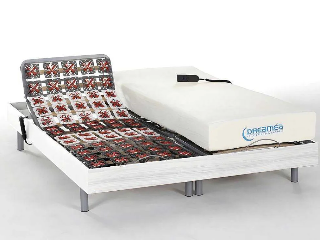 Elektisch Relaxbed Met Contactplaatjes En Matras Met Vormgeheugen Hesiode Iii Van - Okin-Motors - Wit - 2 X 70 X 190 Cm-DREAMEA Discount