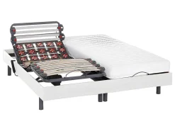 Elektrisch Bed Bedbodem En Matras Lattenbodem En Contactplaatjes - Pandora Ii Van - Motor Okin - Wit - 2X90X200 Cm-DREAMEA