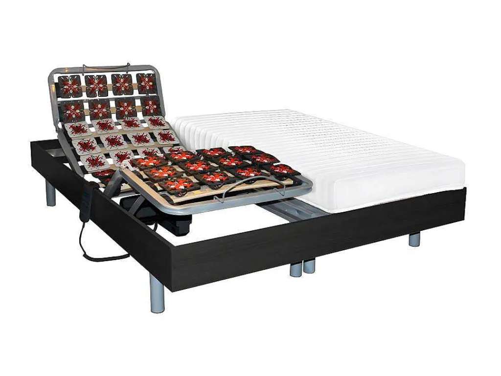 Elektrisch Bed Bedbodem En Matras Latex-Instap Cassiopee Iii Van - Zwart - Motoren Okin - 2X70X190 Cm-DREAMEA Clearance