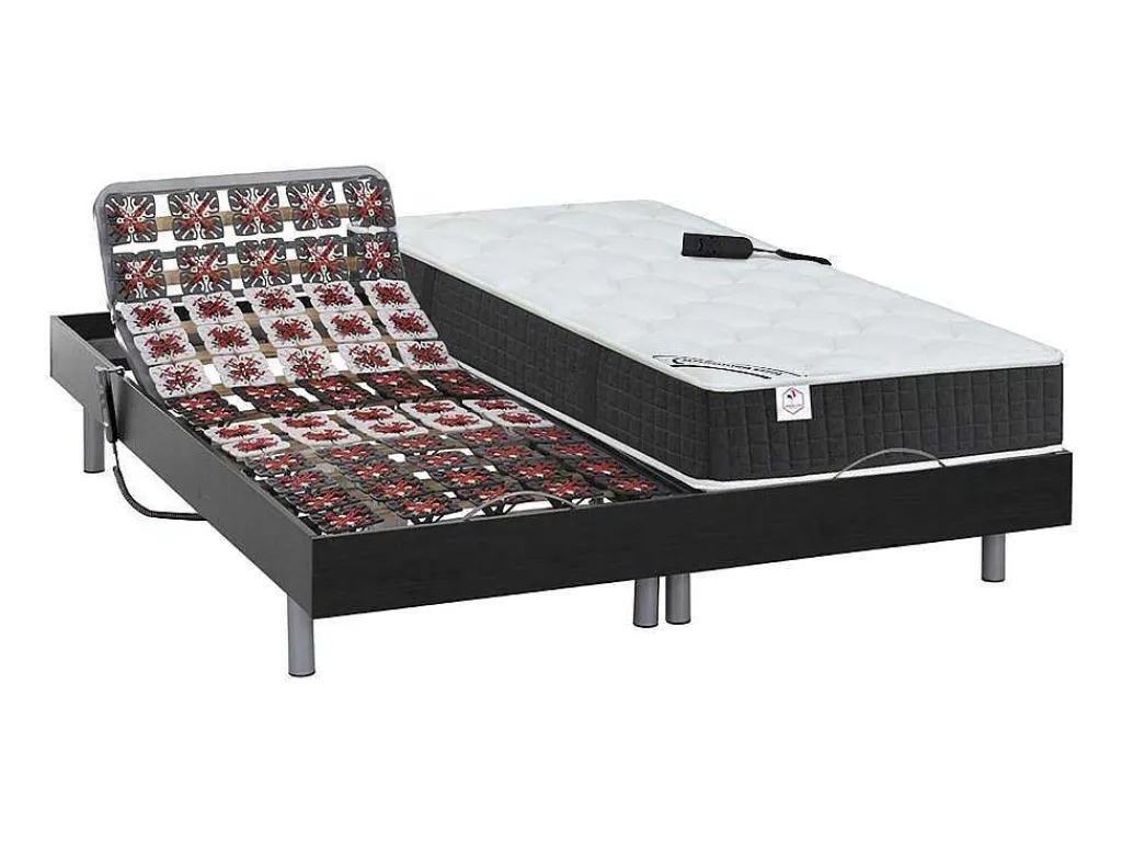 Elektrisch Relaxbed Met Pocketveren En Vormgeheugenmatras Phanes Van - Okin Motoren - Zwart 2 X 90 X 200 Cm-DREAMEA Clearance