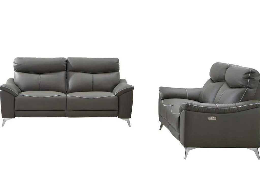 Elektrische 3+2 Zits Relaxbank Van Leer Metronomya - Taupe-Vente-unique Best