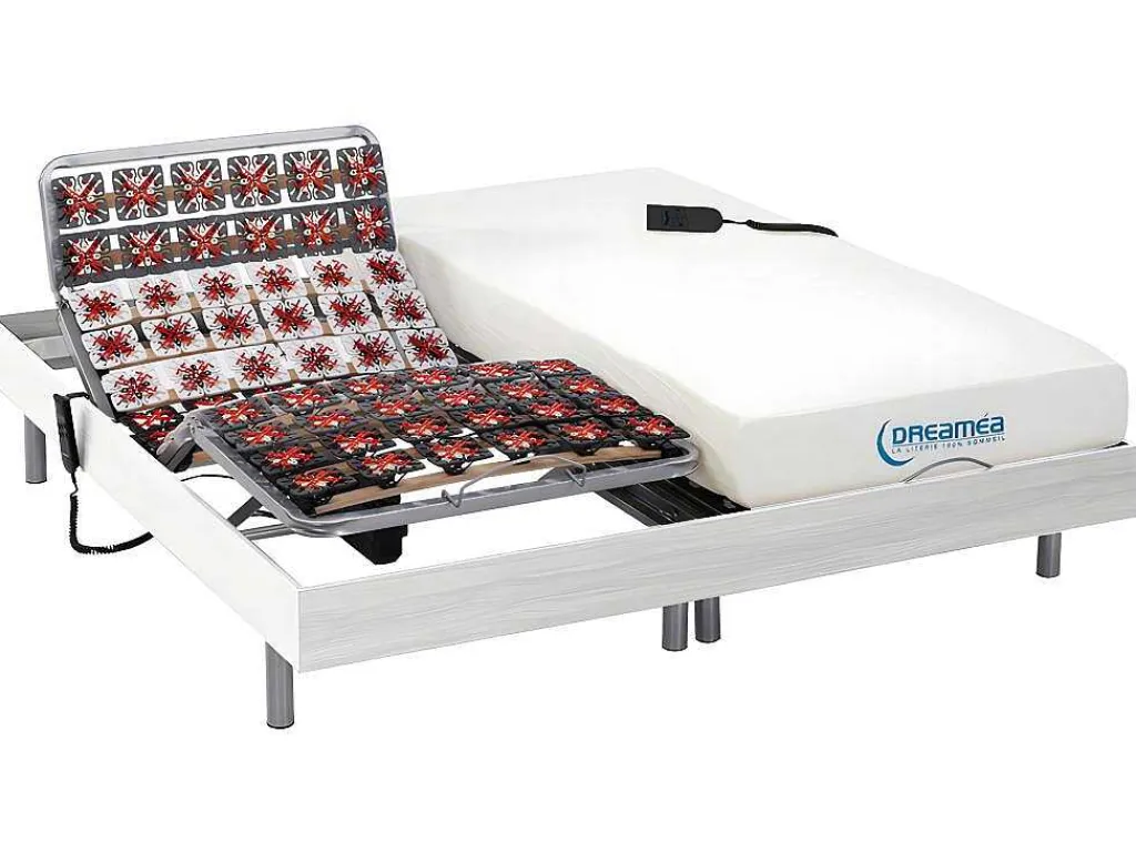 Elektrische Bedbodem En Matras Met Vormgeheugen Hesiode Iii Van - Motoren Okin - Wit - 2 X 90 X 200 Cm-DREAMEA Outlet